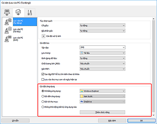 hình: Hộp thoại Cài đặt
